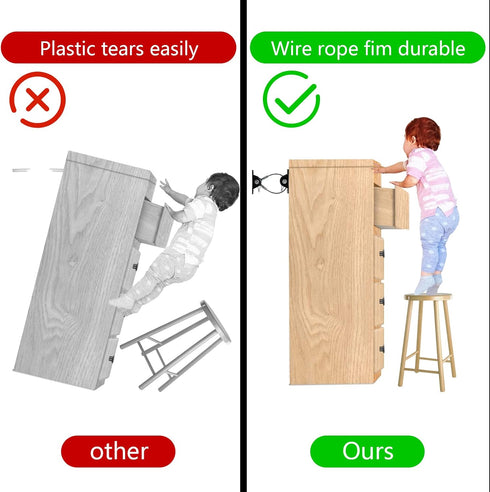 Furniture Anchors Anti-Tip Kit (6 Pack)- Furniture Straps for Baby Proofing, Secure 400 lbs Cabinet Prevent Falling Prevention Strap, Wall Anchor ...